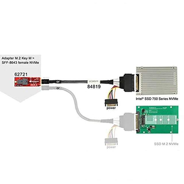 Alt view image 5 of 6 - U.2 U2 SFF-8639 NVME PCIe SSD Cable for Mainboard Intel SSD 750 p3600 p3700 M.2 SFF-8643 Mini SAS HD