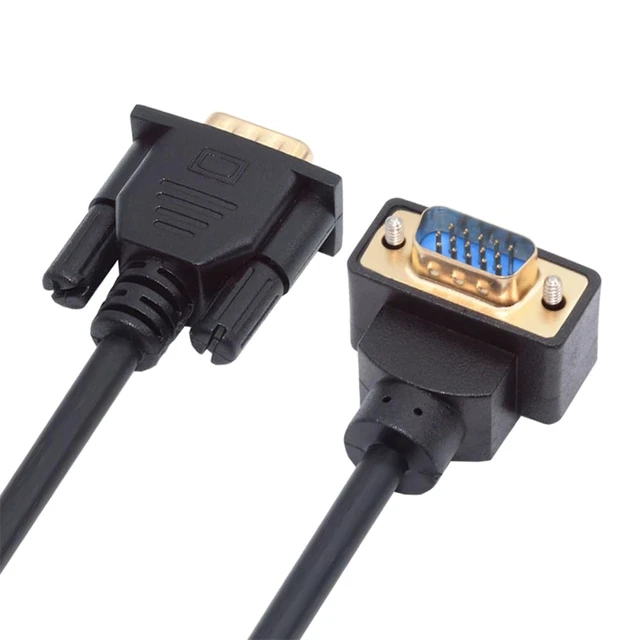 Main image of VGA RGB Male to Straight Male Extension Cable 3COAX+6C Down Angled 90 Degree for Monitor Projector Computer