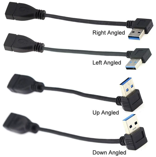Alt view image 2 of 5 - USB 3.0 Type-A Male to USB 3.0 Type-A Female Extension Cable 20cm 5Gbps 90 Degree (Left Angled)