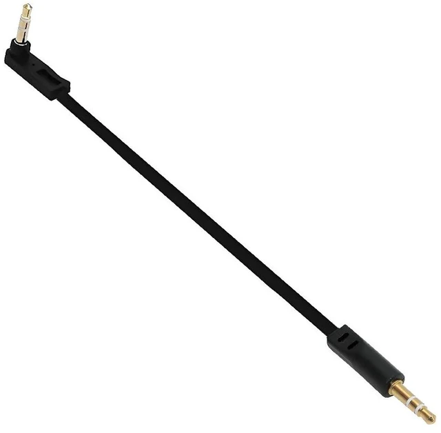 Main image of AUX 3.5mm 3 Poles Audio Stereo Cable Ultra Slim Flat Extension Speaker Male to Male 90 Degree Right Angled 15cm