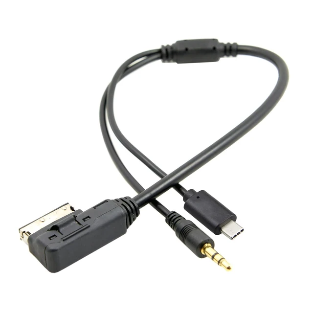 Alt view image 3 of 7 - Media in AMI MDI to Stereo 3.5mm Audio & USB-C Aux Adapter Cable for Car 2014 A4 A6 Q5 Q7