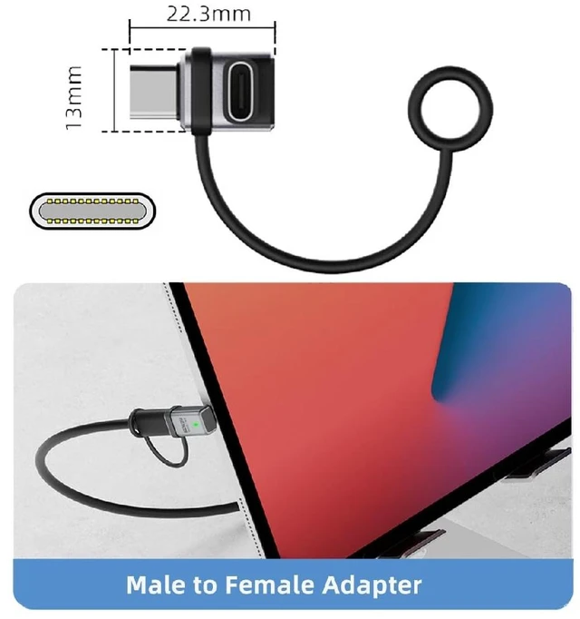 Alt view image 7 of 7 - 240W USB5.0 80Gbps Low Profile Down Up Angled Extension Adapter with Lanyard Keychain 16K 8K 5K Compatible with USB4.0 Thunderbolt3/4/5