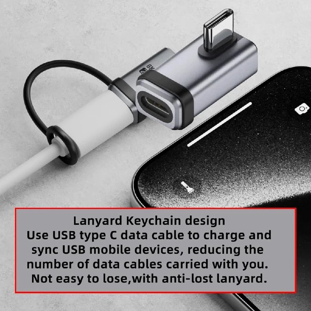 Alt view image 5 of 7 - 240W USB5.0 80Gbps Low Profile Left Right Angled Extension Adapter with Lanyard Keychain 16K 8K 5K Compatible with USB4.0 Thunderbolt3/4/5