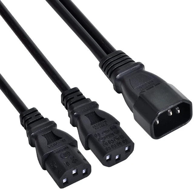 Main image of Single C14 to Dual C13 5-13R Short Power Y Type Splitter Adapter Cable Cord