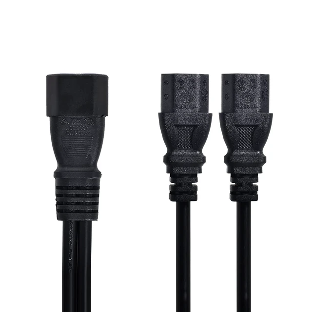 Alt view image 4 of 6 - Single C14 to Dual C13 5-13R Short Power Y Type Splitter Adapter Cable Cord