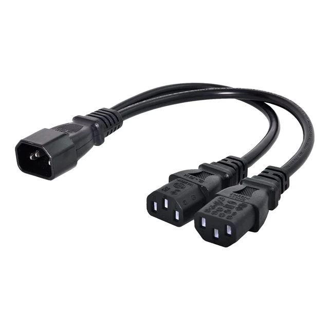 Alt view image 6 of 6 - Single C14 to Dual C13 5-13R Short Power Y Type Splitter Adapter Cable Cord