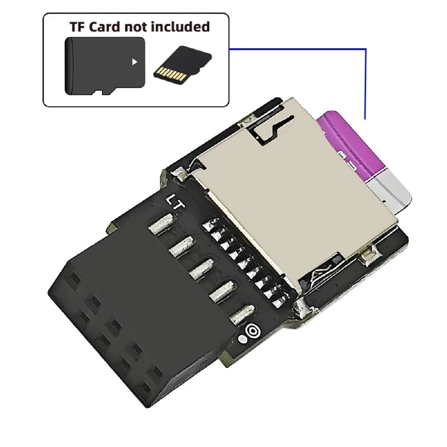 Alt view image 7 of 7 - USB 2.0 9Pin 10Pin Motherboard Header Male Connector to Micro-SD TF DOM Card Reader Writer for NAS Desktop