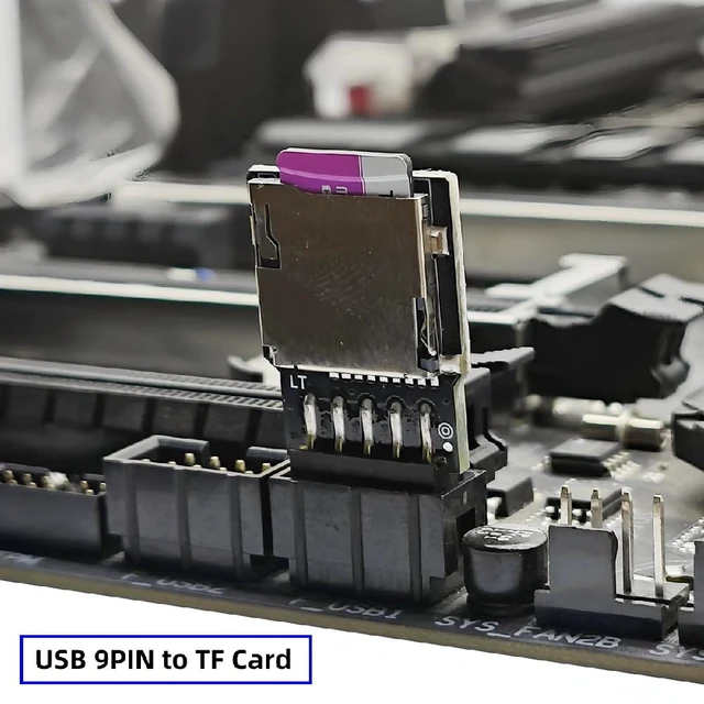 Alt view image 4 of 7 - USB 2.0 9Pin 10Pin Motherboard Header Male Connector to Micro-SD TF DOM Card Reader Writer for NAS Desktop