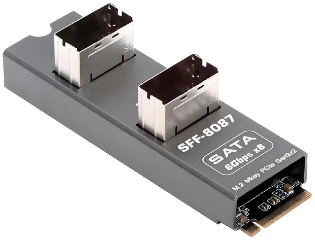 Main image of M-Key NVMe NGFF 2280 to Dual SFF8087 8Port SATA 3.0 6Gbps Storage Expansion Adapter Card