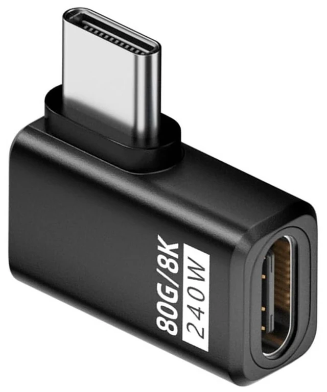 Main image of 80Gbps USB5.0 Extension Adapter Male to Female with 240W 16K 8K 5K Compatible with USB4.0 Thunderbolt3/4/5(Right Angled)