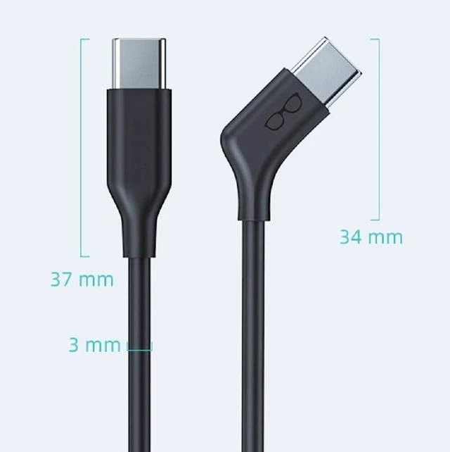 Alt view image 5 of 7 - USBC 10Gbps Data Cable, 135 Degree RightAngle Connector, UltraFine HighFlex PD 65W Fast Charging & 4K Video Output, for VR AR Glasses, NS Handheld Console 1M