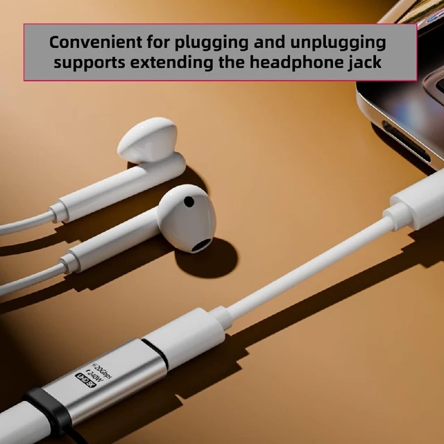 Alt view image 4 of 7 - 2pcs/lot 20Gbps USB-C Reversible Dual Female Ports 240W 8K Video Extension Adapter with Lanyard Keychain