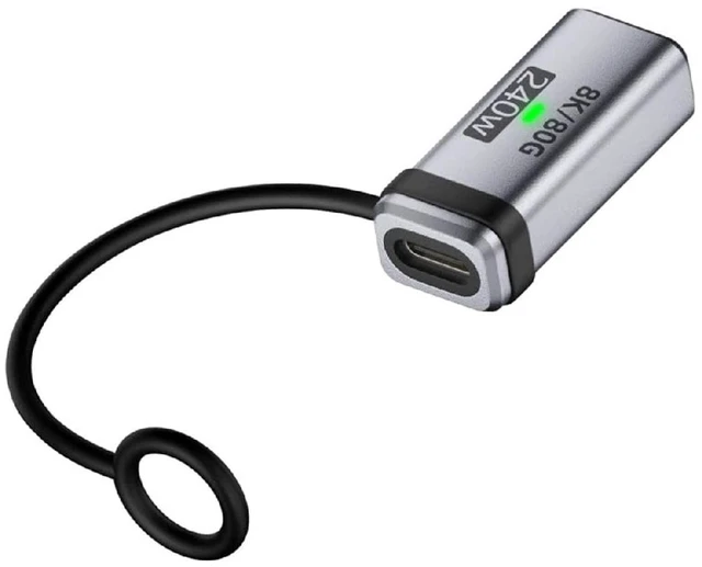 Main image of 240W USB5.0 80Gbps Extension Adapter Female to Female Angled with Lanyard Keychain 16K 8K 5K Compatible with USB4.0 Thunderbolt3/4/5