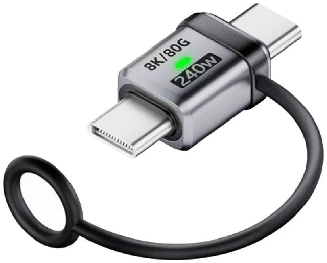 Main image of 240W USB5.0 80Gbps Extension Adapter Male to Male Straight with Lanyard Keychain 16K 8K 5K Compatible with USB4.0 Thunderbolt3/4/5