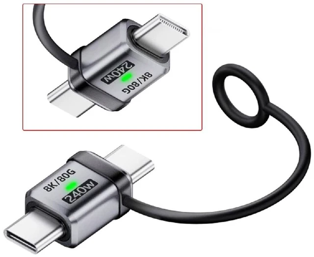 Alt view image 7 of 7 - 240W USB5.0 80Gbps Extension Adapter Male to Male Straight with Lanyard Keychain 16K 8K 5K Compatible with USB4.0 Thunderbolt3/4/5