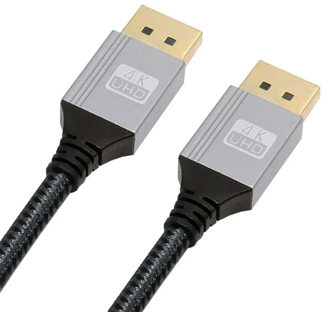 Main image of 4K 60hz DisplayPort DP to DP Ultra-HD UHD Cable 32.4Gbps high-Speed Silver Sleeve 1.0M