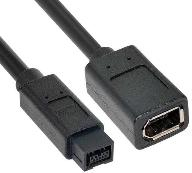 Alt view image 6 of 6 - IEEE 1394 6Pin Female to 1394b 9Pin Male Firewire 400 to 800 Cable 20cm