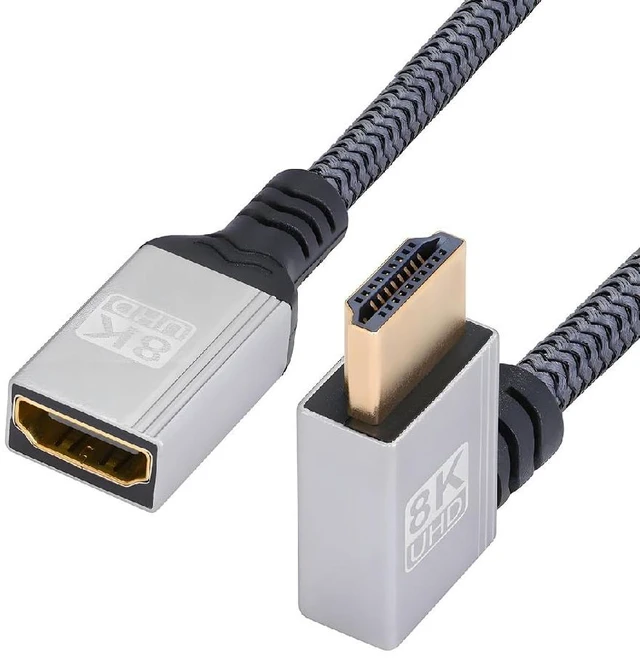 Main image of 8K HDMI 2.1 Type-A Male to HDMI Female Right Angled Extension HDTV Cable for DV Camera Laptop Monitor 15CM