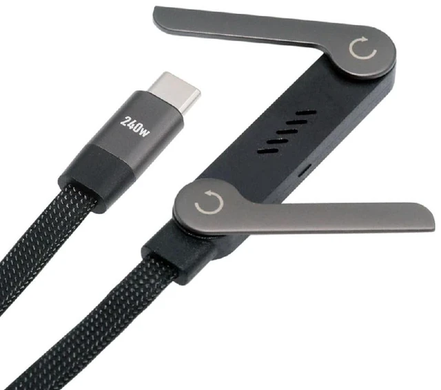 Main image of 240W USB-C Type-C Foldable Fast Charging Cable with Built-in Phone Stand Dual Holder Durable Charger Bracket Male to Male 150cm