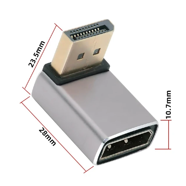 Alt view image 2 of 7 - DisplayPort 1.4 to DP Ultra-HD UHD 8K 60hz 4K 144hz Down Angled Male to Female 90 Degree for Video PC Laptop Monitor