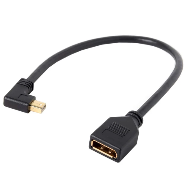 Alt view image 6 of 7 - Mini DP DisplayPort 90 Degree to DisplayPort Female Cable for Displays Monitors (Right Angled)