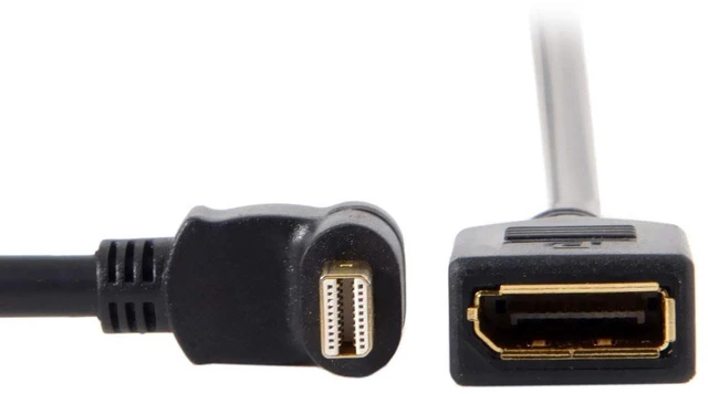 Main image of Mini DP DisplayPort 90 Degree to DisplayPort Female Cable for Displays Monitors (Up Angled)