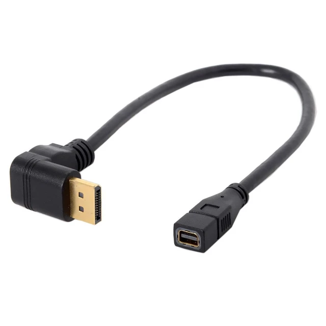 Alt view image 5 of 7 - DP DisplayPort 90 Degree to Mini DP DisplayPort Female Cable for Displays Monitors (Down Angled)