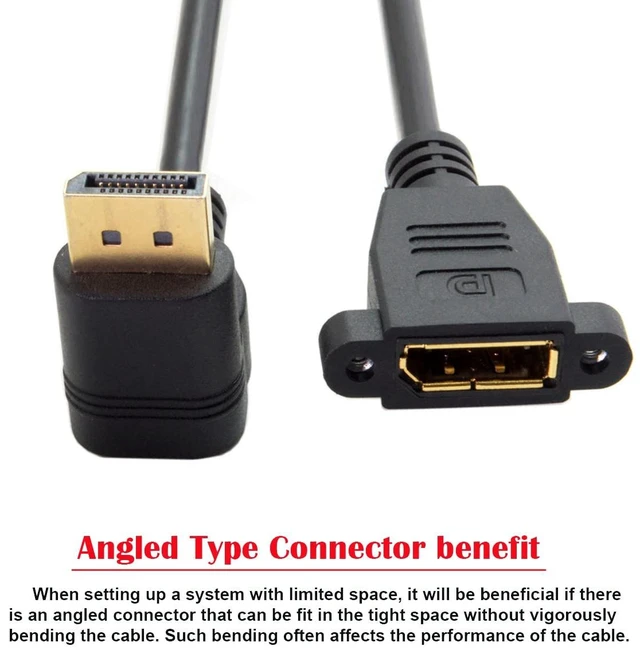 Alt view image 2 of 7 - DisplayPort Display Port Male to Female 90 Degree Up Down Angled Extension Cable (Down Angled)