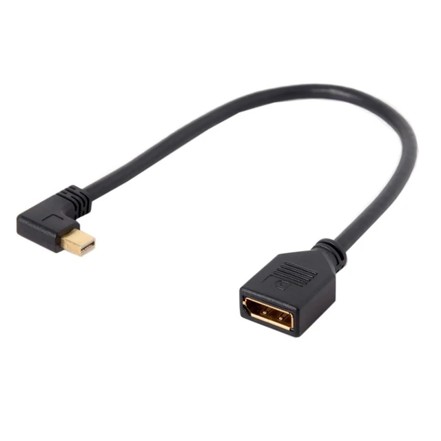 Alt view image 5 of 7 - Left Angled Mini DP DisplayPort 90 Degree to DisplayPort Female Cable for Displays Monitors (Left Angled)