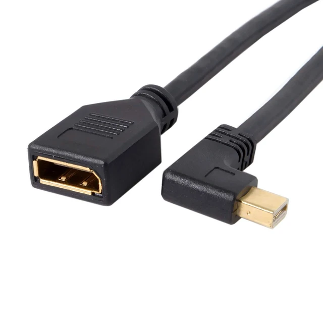 Alt view image 6 of 7 - Left Angled Mini DP DisplayPort 90 Degree to DisplayPort Female Cable for Displays Monitors (Left Angled)