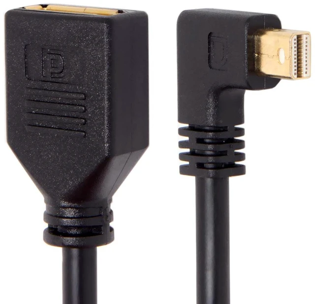 Alt view image 7 of 7 - Left Angled Mini DP DisplayPort 90 Degree to DisplayPort Female Cable for Displays Monitors (Left Angled)