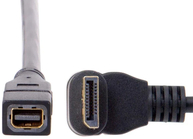 Main image of DP DisplayPort 90 Degree to Mini DP DisplayPort Female Cable for Displays Monitors (Up Angled)