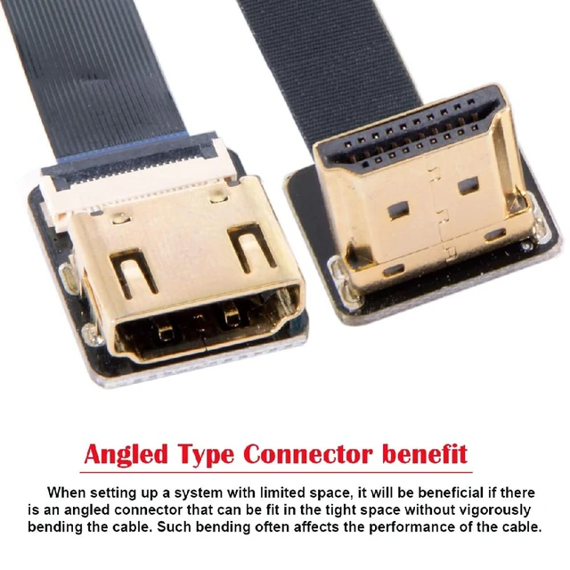Alt view image 2 of 7 - FPV Up Angled 90 Degree HDMI Male to Female FPC Flat Cable for HDTV Multicopter Aerial Photography 80CM