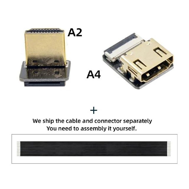 Alt view image 3 of 7 - FPV Up Angled 90 Degree HDMI Male to Female FPC Flat Cable for HDTV Multicopter Aerial Photography 80CM