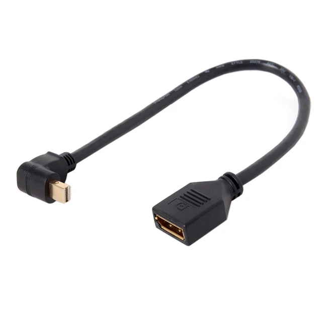 Alt view image 7 of 7 - Mini DP DisplayPort 90 Degree to DisplayPort Female Cable for Displays Monitors (Down Angled)