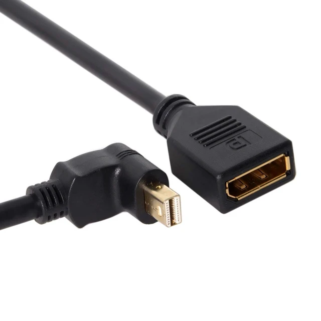 Alt view image 6 of 7 - Mini DP DisplayPort 90 Degree to DisplayPort Female Cable for Displays Monitors (Down Angled)