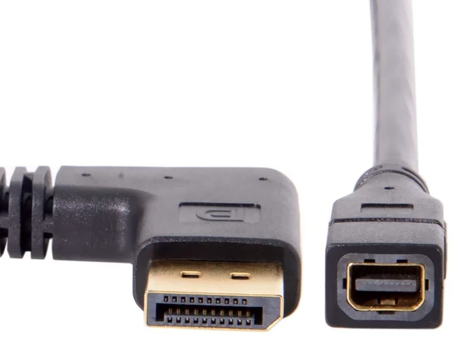 Main image of Right Angled DP DisplayPort 90 Degree to Mini DP DisplayPort Female Cable for Displays Monitors