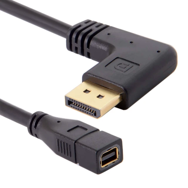 Alt view image 2 of 7 - Right Angled DP DisplayPort 90 Degree to Mini DP DisplayPort Female Cable for Displays Monitors