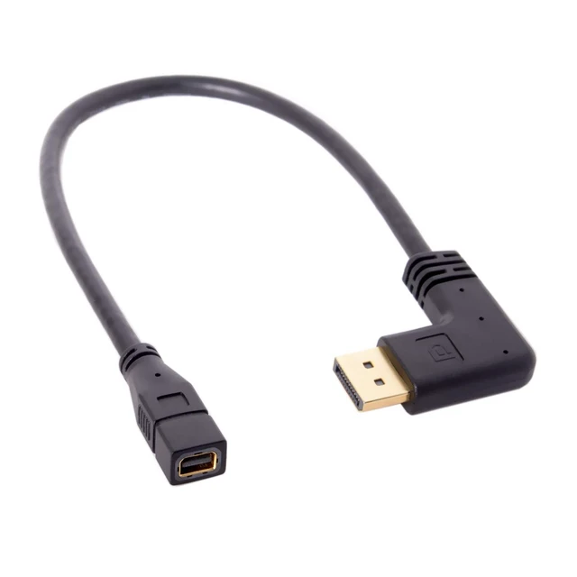 Alt view image 7 of 7 - Right Angled DP DisplayPort 90 Degree to Mini DP DisplayPort Female Cable for Displays Monitors