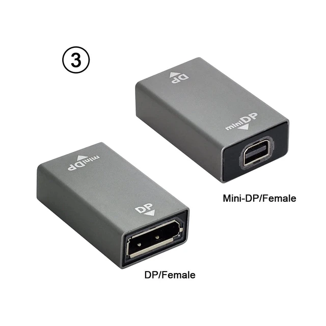 Alt view image 4 of 7 - 3pcs/Set Mini DisplayPort 1.2 4K 60hz to DP Adapter Male Female Ultra-HD UHD for Video PC Laptop TV