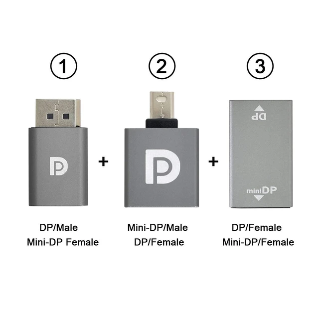 Alt view image 7 of 7 - 3pcs/Set Mini DisplayPort 1.2 4K 60hz to DP Adapter Male Female Ultra-HD UHD for Video PC Laptop TV