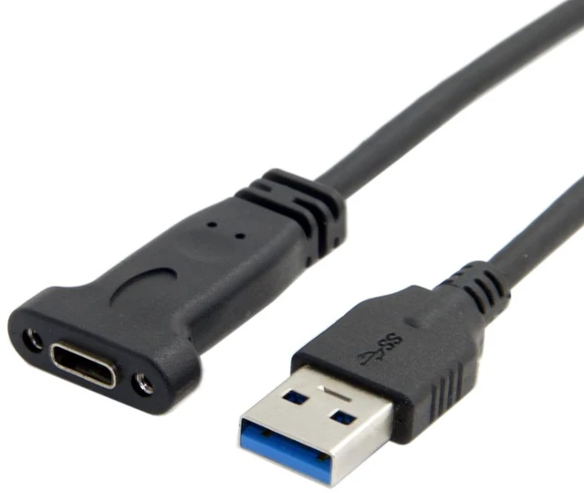 Main image of USB-C USB 3.1 Type C Female to USB 3.0 A Male Data Cable 20cm with Panel Mount Screw Hole