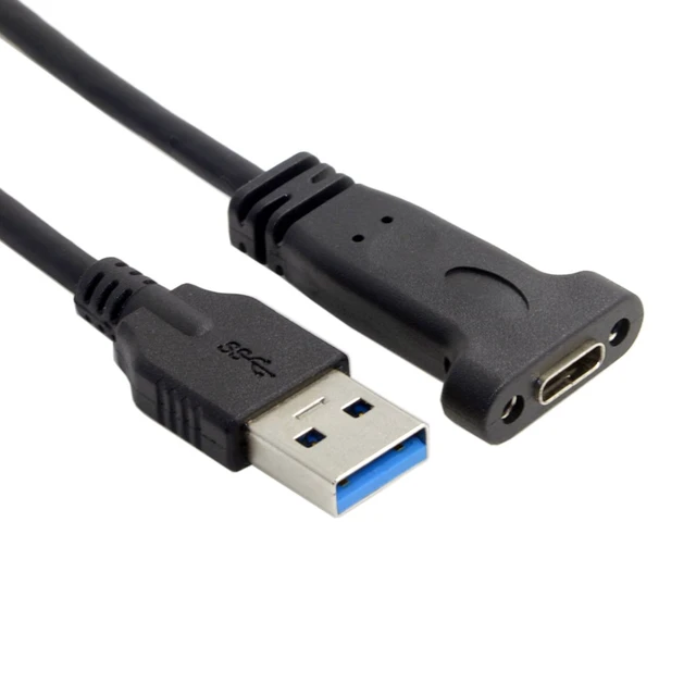 Alt view image 6 of 6 - USB-C USB 3.1 Type C Female to USB 3.0 A Male Data Cable 20cm with Panel Mount Screw Hole