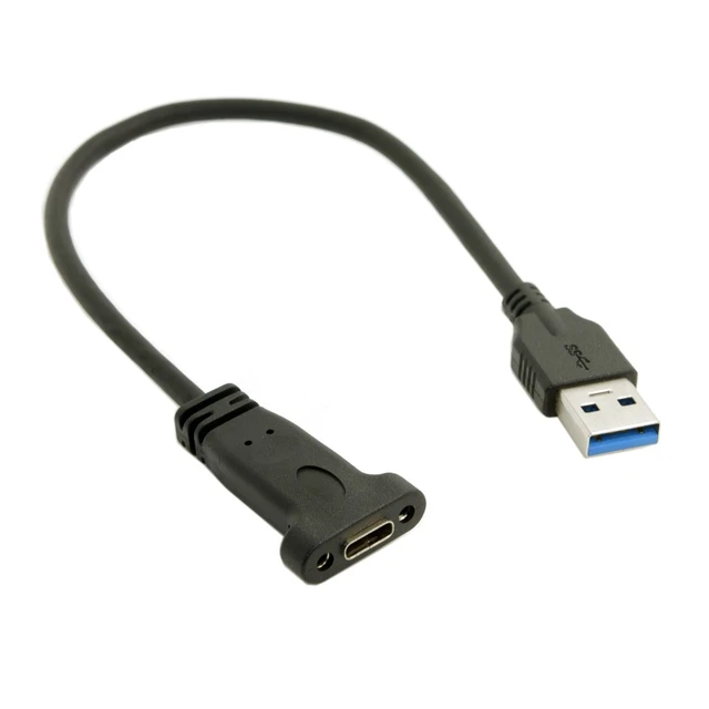 Alt view image 4 of 6 - USB-C USB 3.1 Type C Female to USB 3.0 A Male Data Cable 20cm with Panel Mount Screw Hole