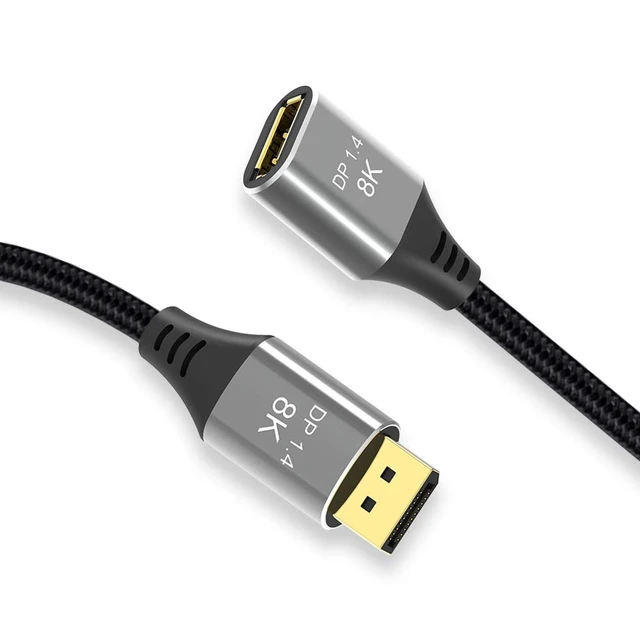 Alt view image 4 of 5 - DisplayPort 1.4 8K 60hz Extension Cable Male to Female Ultra-HD UHD 4K 144hz DP to DP Cable 7680 * 4320 for Video PC Laptop TV