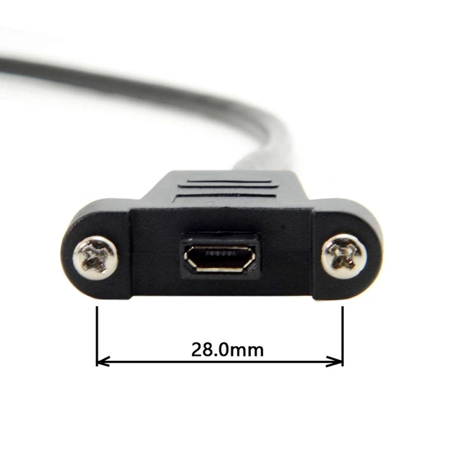 Alt view image 7 of 7 - Micro USB 5Pin Male to Female Extension Panel Mount Type Cable with Screws 50cm