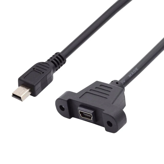 Main image of Panel Mount Type Mini USB2.0 5Pin Male to Female Extension Adapter Cable with Screws 50cm