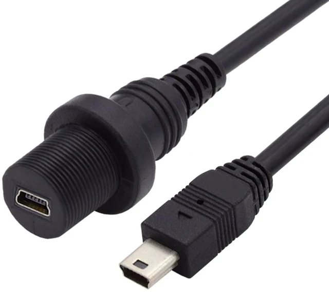 Main image of Waterproof Dustproof 480Mbps Mini USB2.0 5Pin Male to Female Extension Data Power Cable Car Panel Mount Design 1m