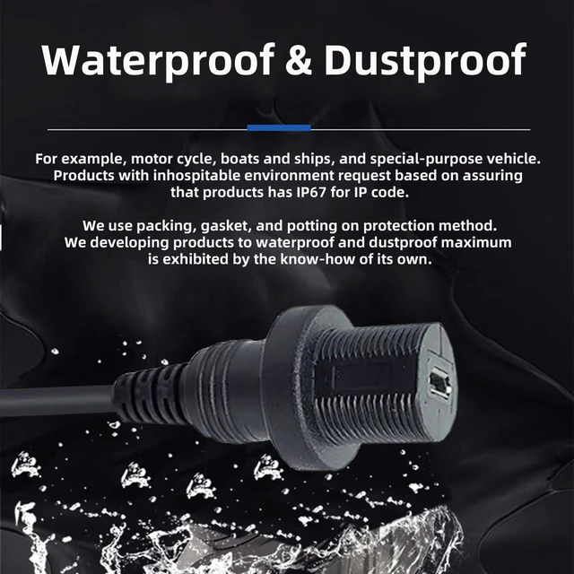 Alt view image 2 of 7 - Waterproof Dustproof 480Mbps Micro USB2.0 5Pin Male to Female Extension Data Power Cable Car Panel Mount Design 1m
