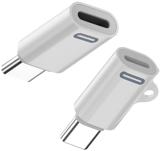 Main image of 2pcs/Set Male to Female 27W Power 480Mbps USB-C Type C to 8P Data Adapter Compatible with iPhone 15 & Android & Tablet White